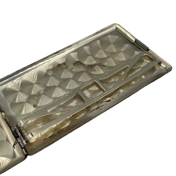Art Deco Sterling Silver Elgin American USA Monogram Cigarette Tobacco Case 137g - Picture 8 of 9